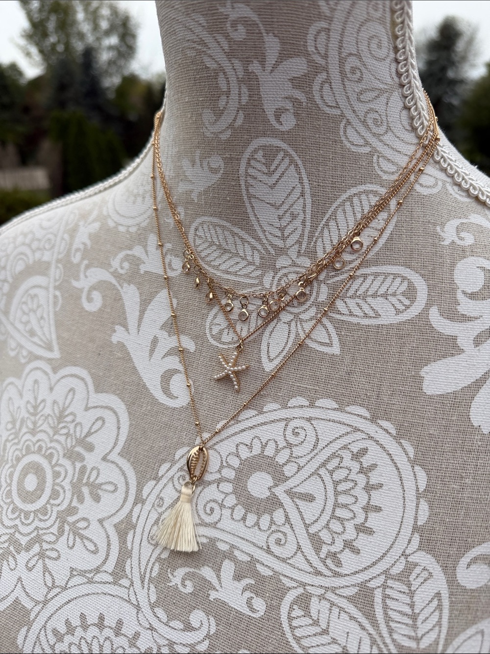 Layered Gold-Tone Seashell & Starfish Necklace Set